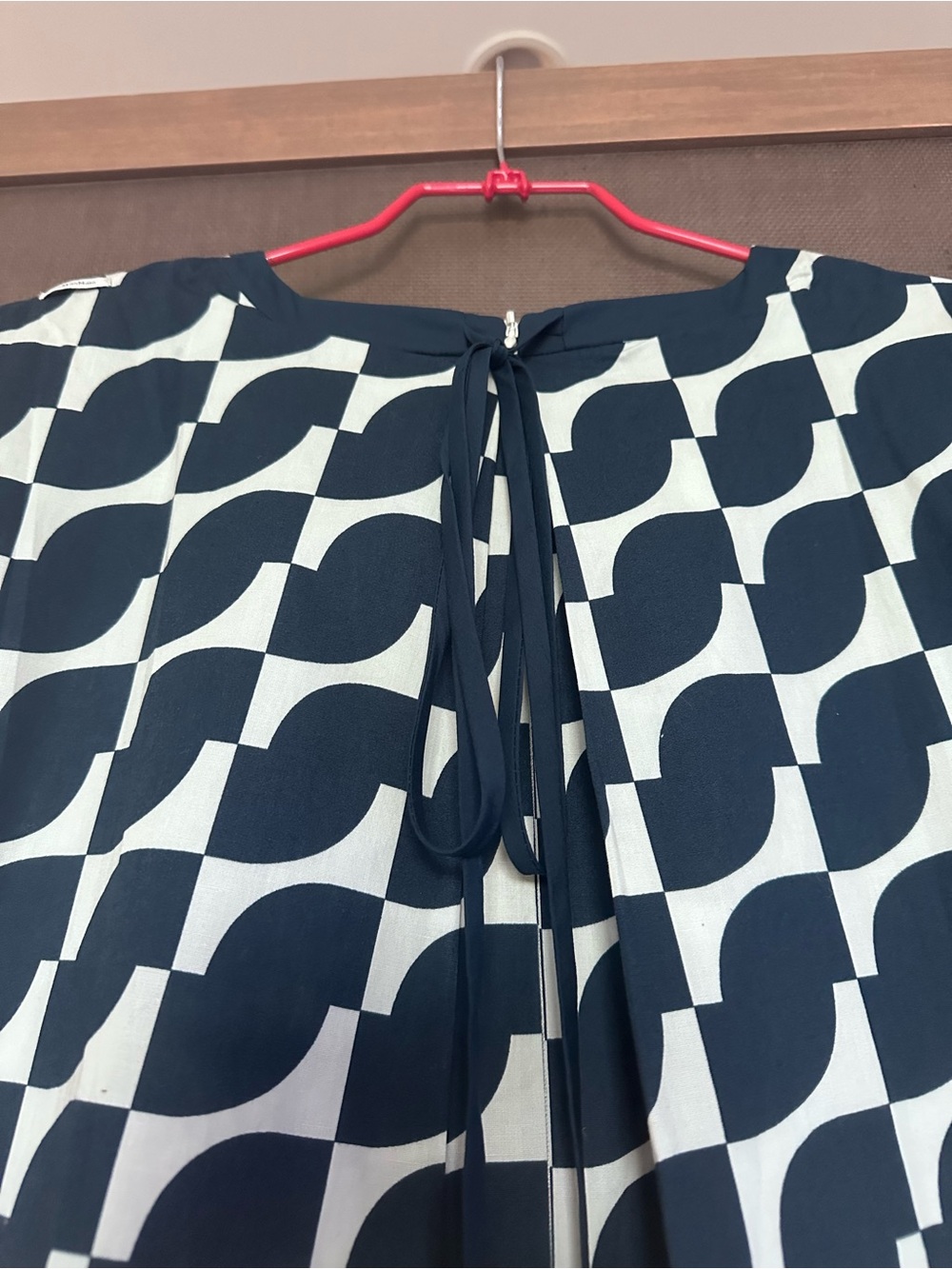 S'Max Mara Navy Geometric Print Cotton Pleated Dress Size 10 - Picture 6 of 6